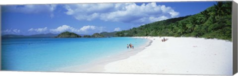 Framed Tourists on the beach, Trunk Bay, St. John, US Virgin Islands Print