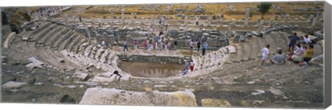 Framed High Angle View Of Tourists In An Ancient Building, Ephesus, Turkey Print