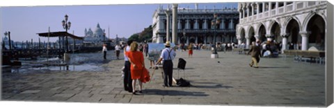 Framed Tourists at a town square, St. Mark&#39;s Square, Venice, Veneto, Italy Print