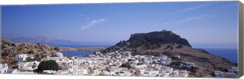 Framed Houses on an island, Lindos, Rhode Island, Dodecanese, Greece Print