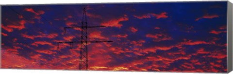 Framed Power lines at sunset Germany Print