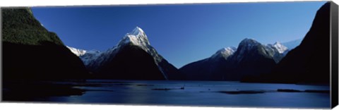 Framed Lake at Milford Sound, South Island, New Zealand Print