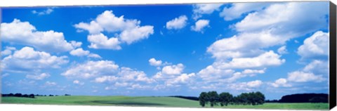 Framed Cumulus Clouds With Landscape, Blue Sky, Germany Print