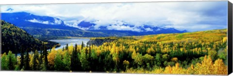 Framed Panoramic View Of A Landscape, Yukon River, Alaska, USA, Print