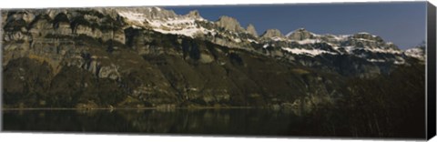 Framed Lake on mountainside, Lake Walensee, Zurich, Canton Of Zurich, Switzerland Print