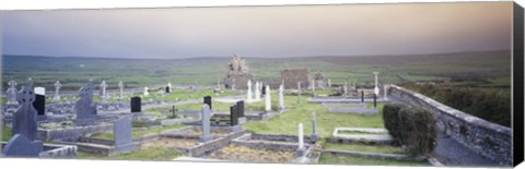 Framed Tombstones in a cemetery, Poulnabrone Dolmen, The Burren, County Clare, Republic of Ireland Print