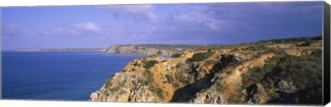 Framed Rock formations at a seaside, Algarve, Lagos, Portugal Print