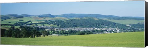 Framed High angle view of a village, Peebles, Tweeddale, Scotland Print