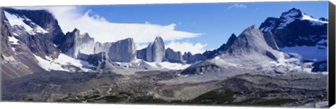 Framed Snow Covered Peaks,Torres Del Paine National Park, Patagonia, Chile Print