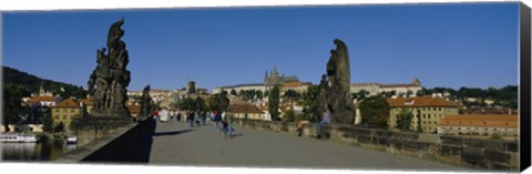 Framed People walking on a bridge, Charles Bridge, Prague, Czech Republic Print