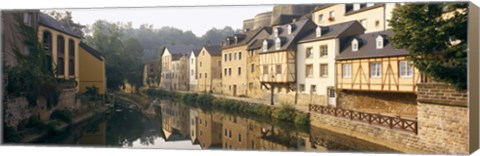 Framed Buildings along a river, Alzette River, Luxembourg City, Luxembourg Print