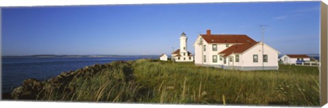 Framed Lighthouse on a landscape, Ft. Worden Lighthouse, Port Townsend, Washington State, USA Print