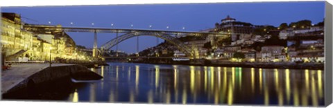 Framed Night, Luis I Bridge, Porto, Portugal Print