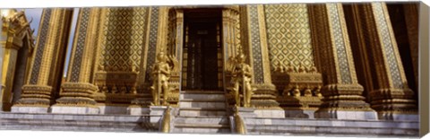 Framed Low angle view of statues in front of a temple, Phra Mondop, Grand Palace, Bangkok, Thailand Print