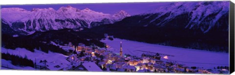 Framed High angle view of a village, St. Moritz, Switzerland Print