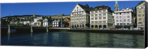 Framed Buildings at the waterfront, Limmat Quai, Zurich, Switzerland Print