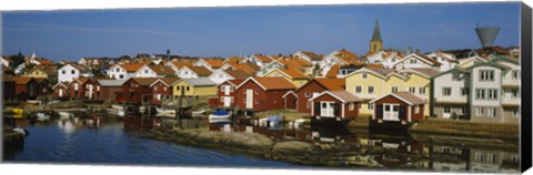 Framed High Angle View Of A Town, Smogen, Bohuslan, Sweden Print