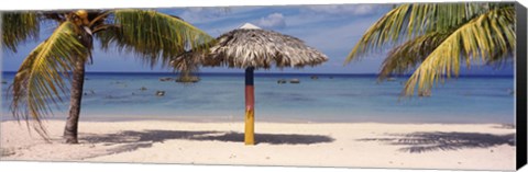 Framed Sunshade on the beach, La Boca, Cuba Print