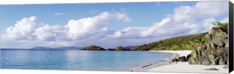 Framed High angle view of the beach, Trunk Bay, St John, US Virgin Islands Print