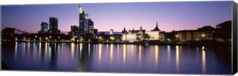 Framed Skyline In Evening, Main River, Frankfurt, Germany Print