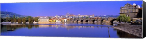 Framed Birght Purple Sky Over Charles Bridge, Prague, Czech Republic Print