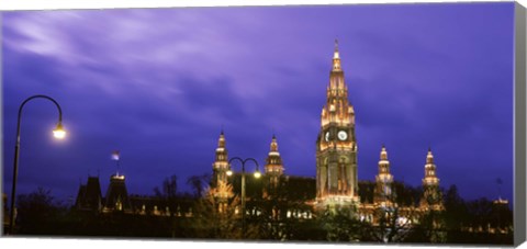 Framed Austria, Vienna, Rathaus, night Print