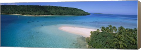 Framed Aerial view of the beach, Tonga Print