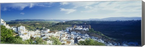 Framed High angle view of buildings in a town, Pueblo Blanco, Andalusia, Spain Print