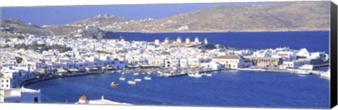 Framed Mykonos Harbor, Greece Print