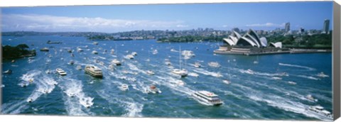 Framed Pleasure Boats, Sydney Harbor, Australia Print