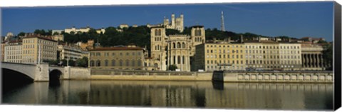 Framed Buildings On The Saone River, Lyon, France Print