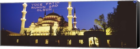 Framed Blue Mosque at night, Istanbul, Turkey Print