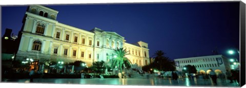 Framed Town square, Syros, Cyclades Islands, Greece Print