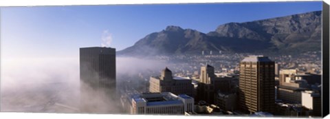 Framed Cape Town and Table Mountain Through the Fog, South Africa Print