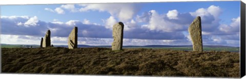 Framed Ring Of Brodgar on a cloudy day, Orkney Islands, Scotland, United Kingdom Print