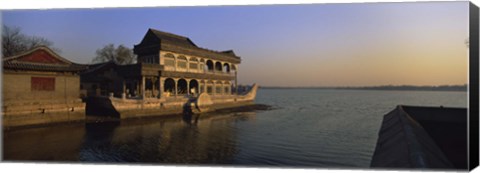 Framed Marble Boat In A River, Summer Palace, Beijing, China Print