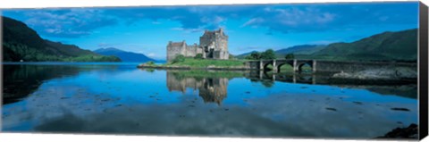 Framed Reflection of a castle in water, Eilean Donan Castle, Loch Duich, Highlands, Scotland Print