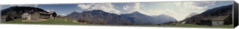 Framed Low angle view of mountains, Navone Village, Blenio Valley, Ticino, Switzerland Print