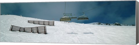 Framed Ski lift over a polar landscape, Lech ski area, Austria Print