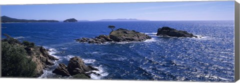 Framed Waves Crashing On Rocks, Provence, France Print