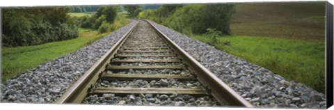 Framed Railroad track passing through a landscape, Germany Print