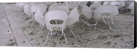 Framed Plastic Chairs Around Tables In A Restaurant, Stuttgart, Baden-Wurttemberg, Germany Print