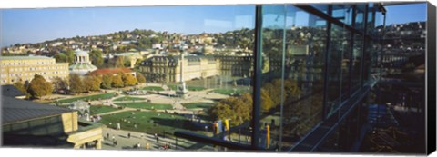 Framed High Angle View Of A City, Schlossplatz, Stuttgart, Baden-Wurttemberg, Germany Print