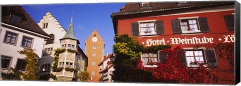 Framed Low Angle View Of Buildings In A Town, Lake Constance, Meersburg, Baden-Wurttemberg, Germany Print