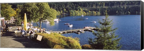 Framed High Angle View Of A Restaurant Near A Lake, Black Forest, Titisee-Neustadt, Baden-Wurttemberg, Germany Print