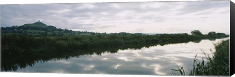 Framed Reflection of clouds in the river, River Brue, Glastonbury Tor, Glastonbury, Somerset, England Print