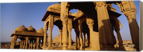 Framed Low angle view of monuments at a place of burial, Jaisalmer, Rajasthan, India Print