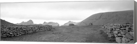 Framed Stone walls on a landscape, Shetland Islands, Scotland Print