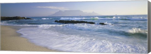 Framed Tide on the beach, Table Mountain, South Africa Print