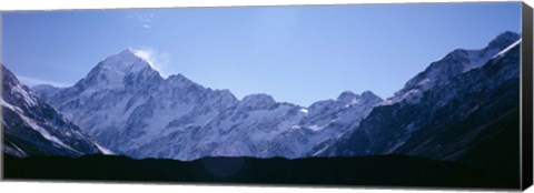 Framed Snow covered mountains, Mt. Tutoko, Fiordlands National Park, Southland, South Island, New Zealand Print